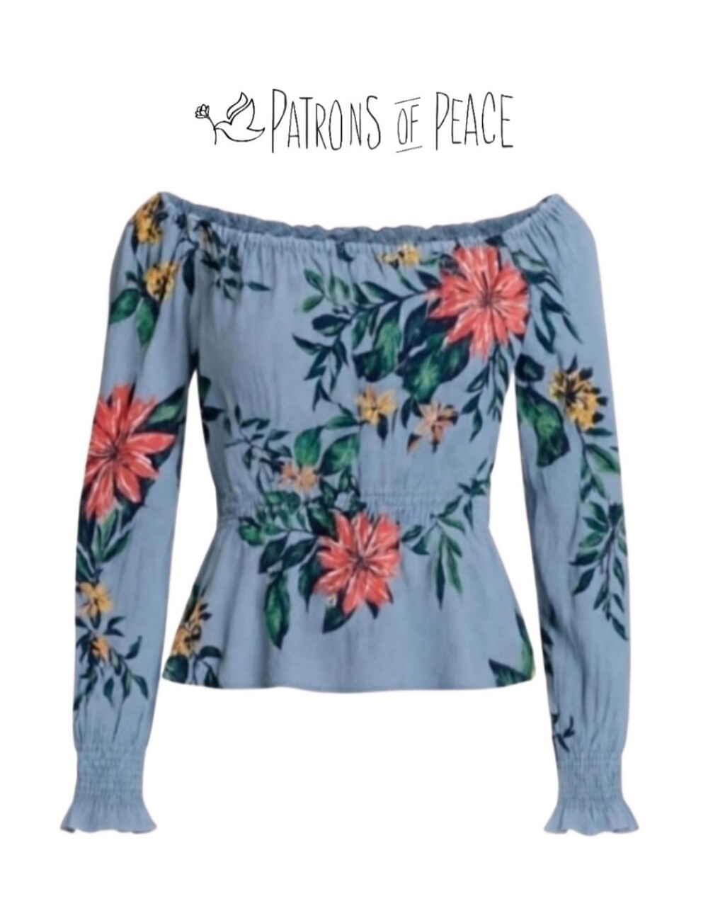 2/$20 Patrons Of Peace Floral Off Shoulder Blouse Size Large